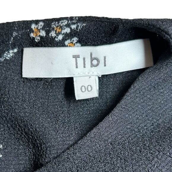 Tibi Black Multi Lila Floral Print Florence Midi Ruffle Long Dress Size 00‎ - Picture 3 of 13